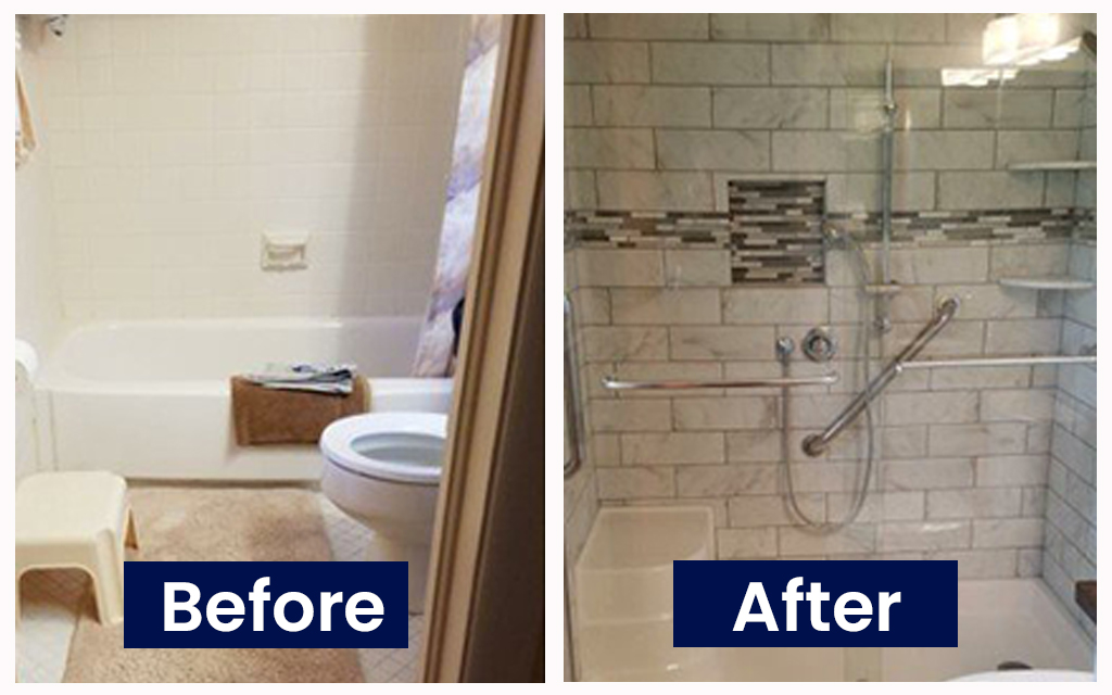 Before and After Tub to Shower Conversion | Bathtub to Shower Conversion