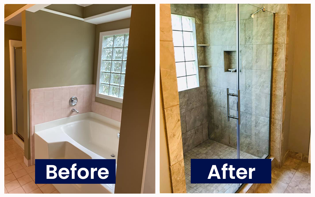 Before and After Converting Bathtub to Shower | Bathtub to Shower Conversion