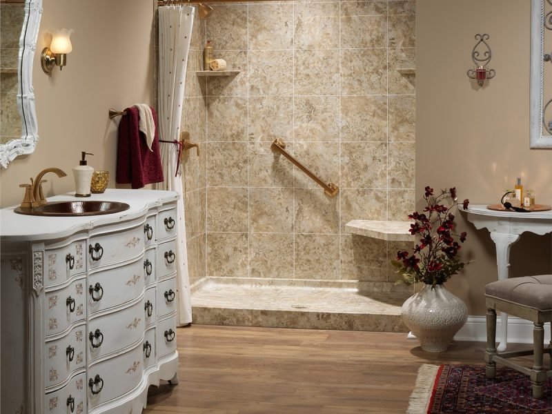 Shower with Marazzi Wall Pattern| Acrylic Shower Wall Panels