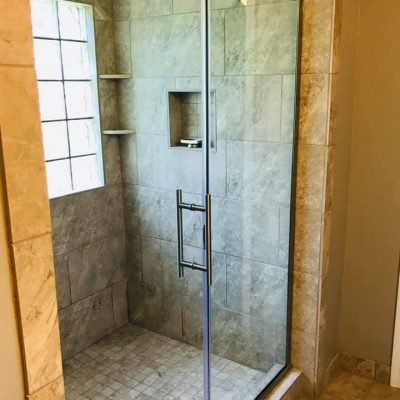 Shower Area With Glass Door | Custom Tile Installation